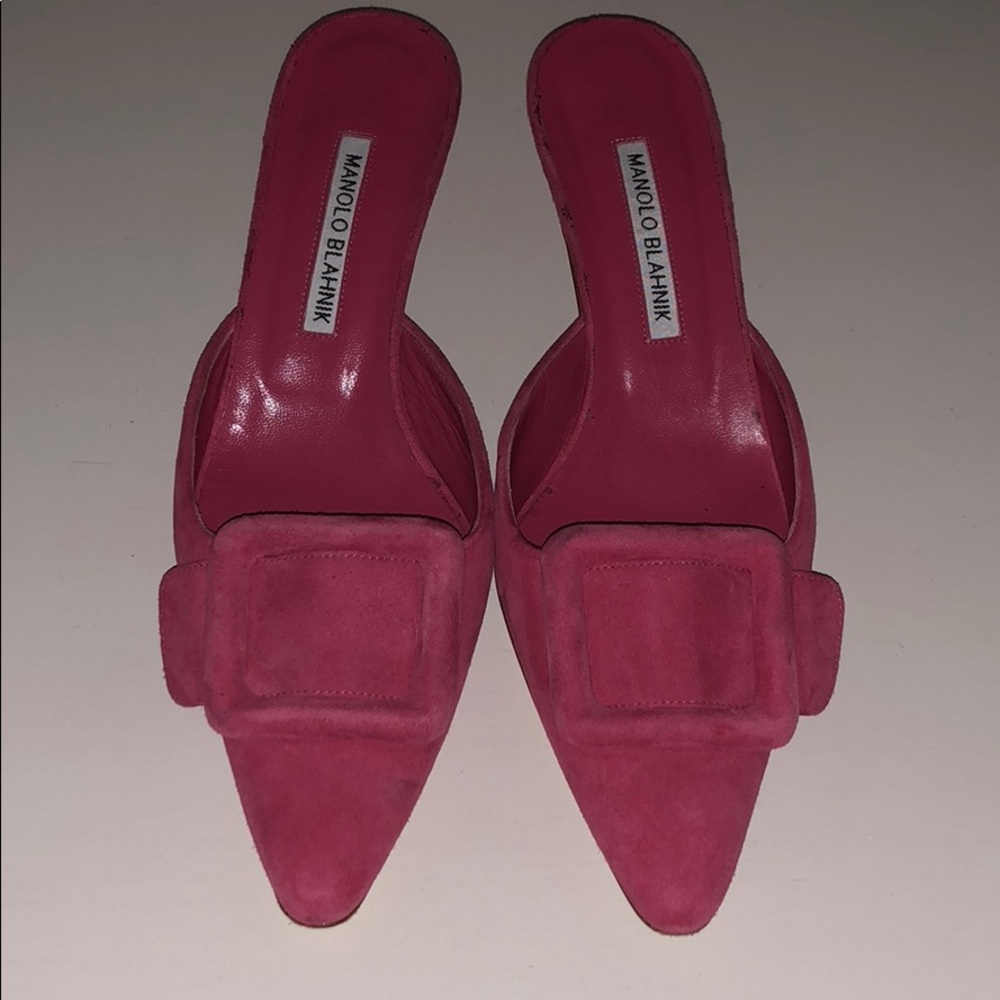 Manolo Blahnik Maysale Suede Mules